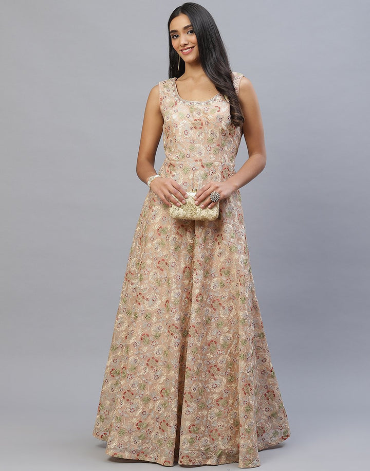 Assorted Cotton Chanderi Long Dress