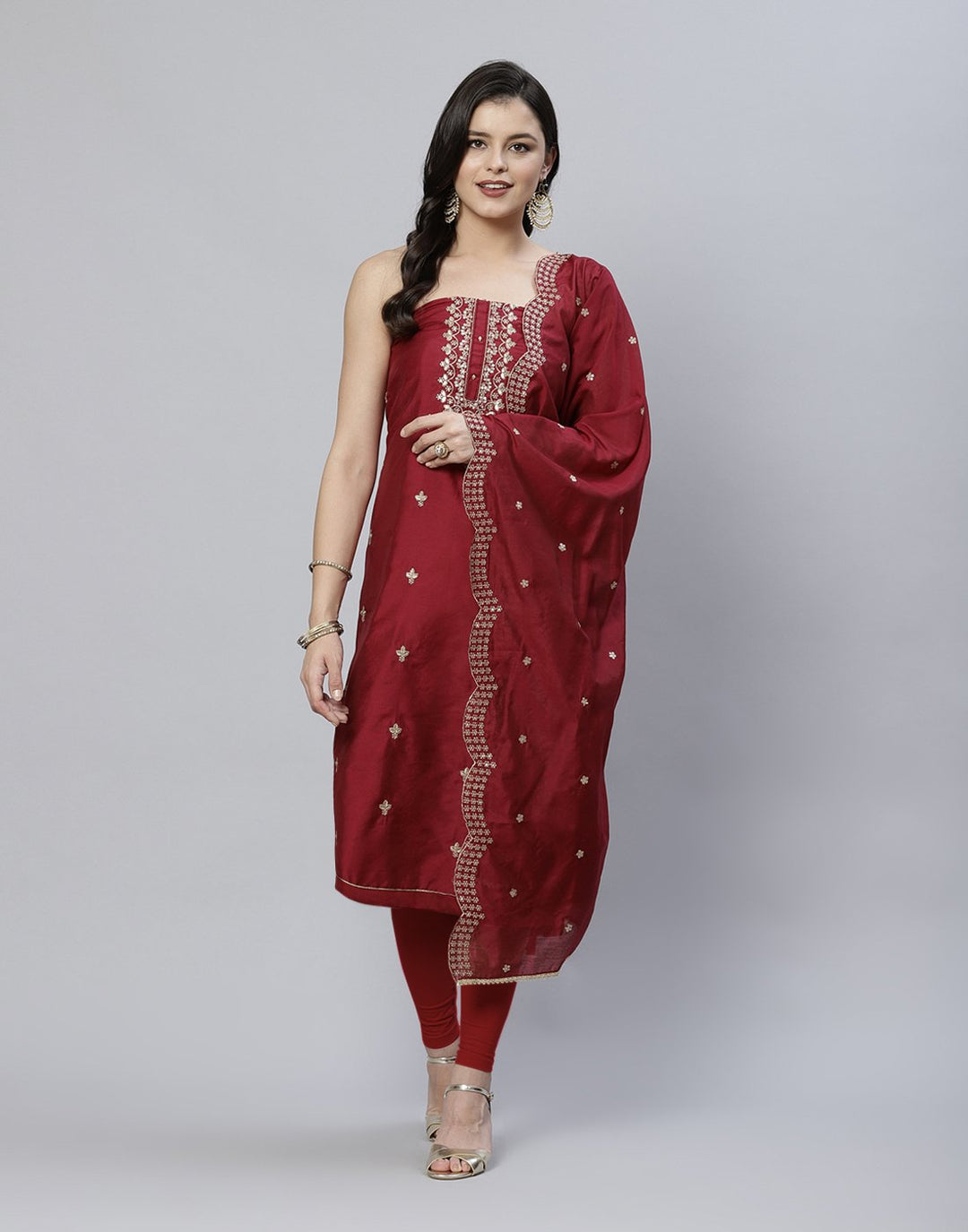Embroidered Chanderi Suit Piece