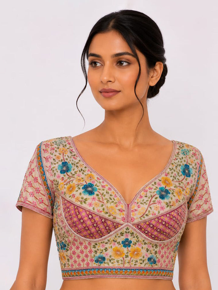 Premium Off-White Embroidery Viscose Blouse Piece