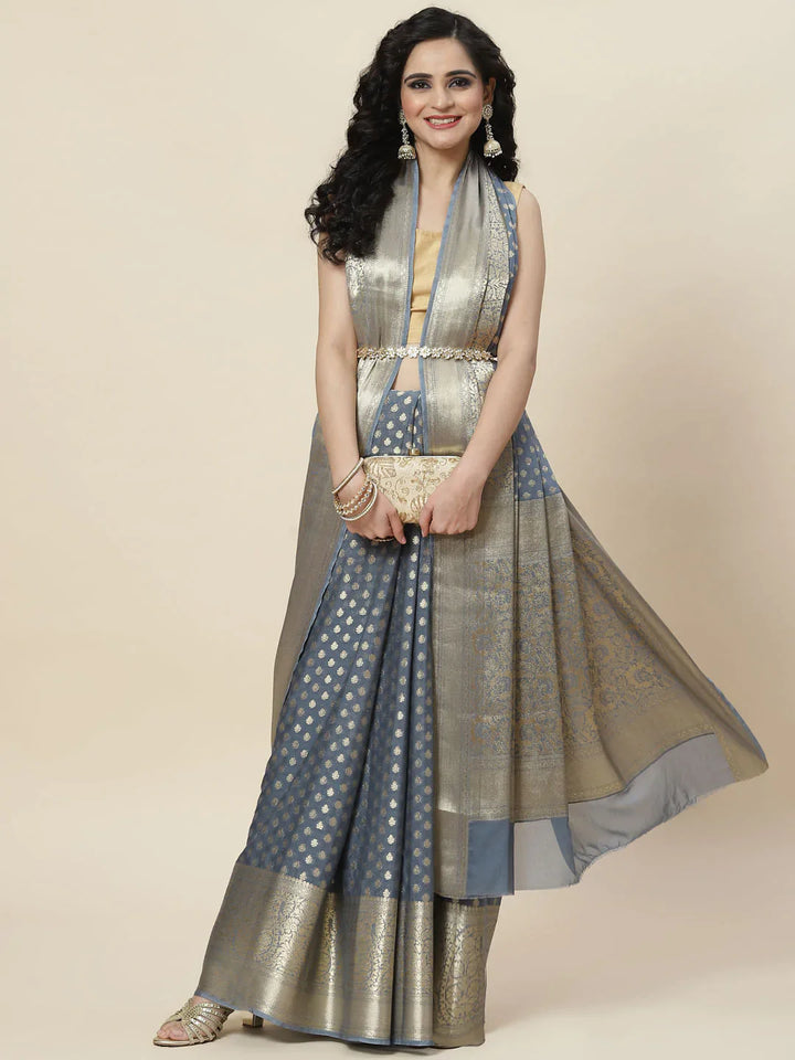 Zari Booti Georgette Plain Saree