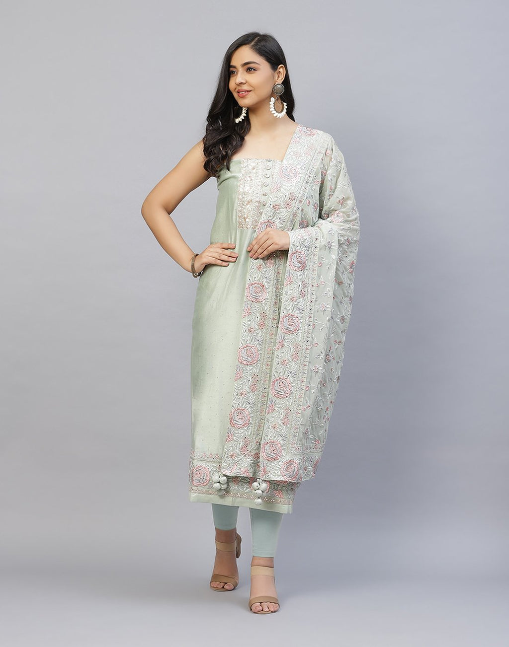 Embroidered Cotton Chanderi Suit Piece