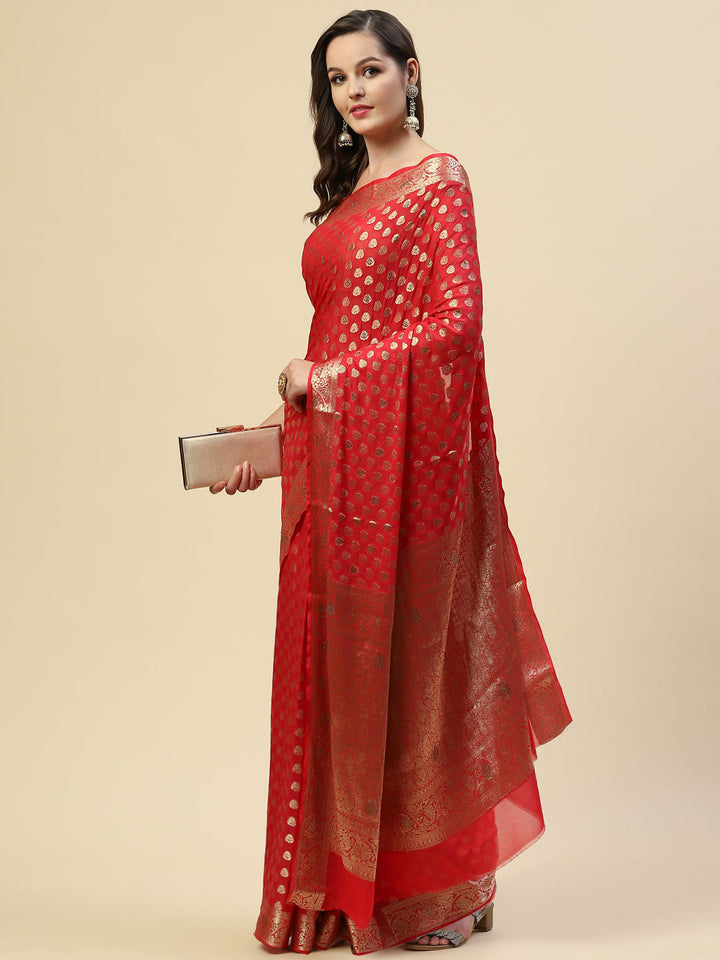 Antique Booti Georgette Plain Saree