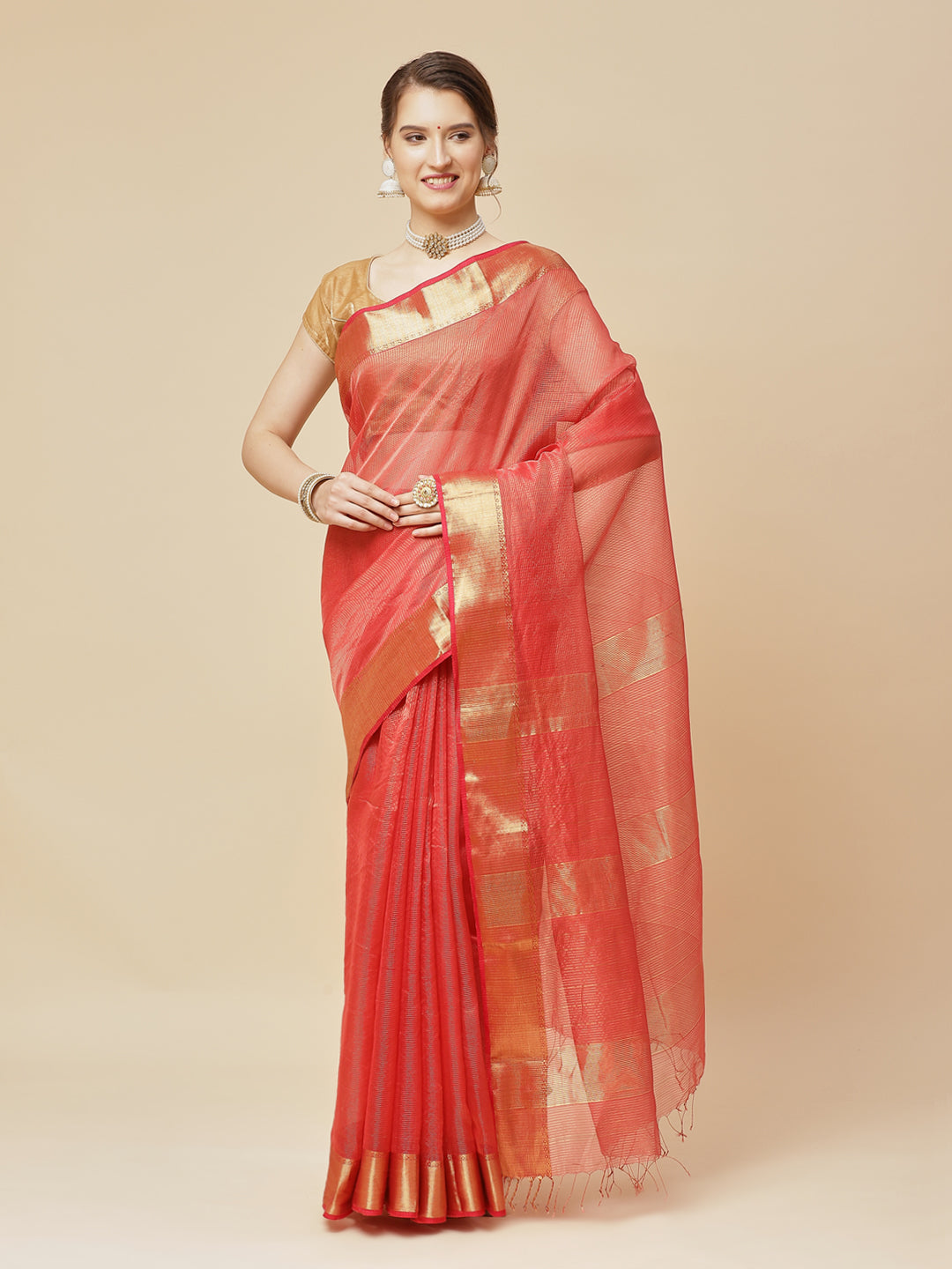 Zari Jaal Cotton Woven Saree
