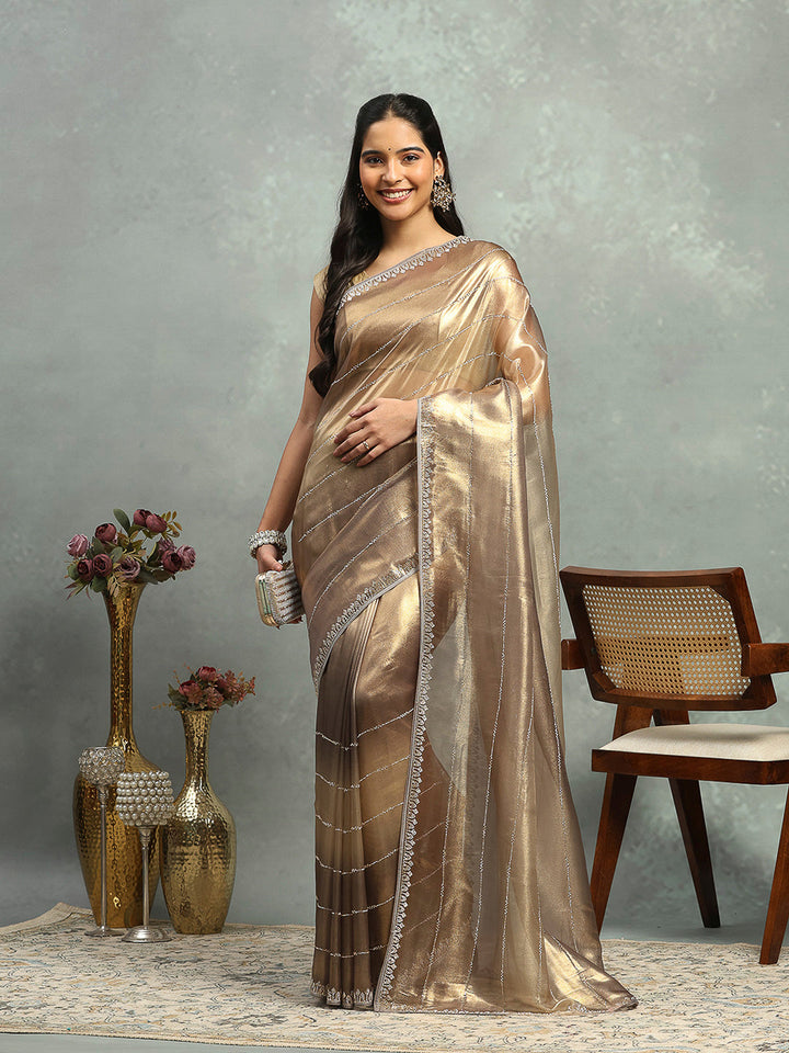 Stone Embellished Tissue Saree