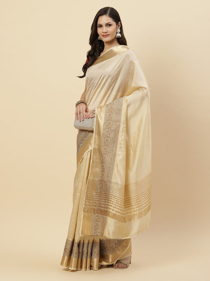 Plain Zari Border Handloom Woven Saree