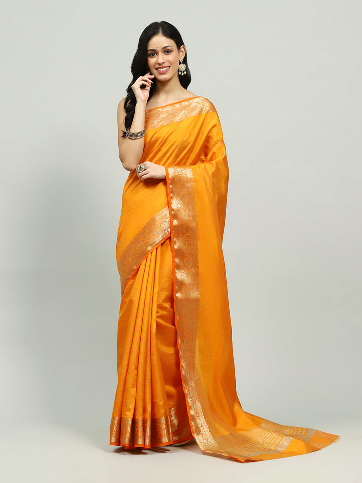 Zari Border Booti Art Silk Woven Saree
