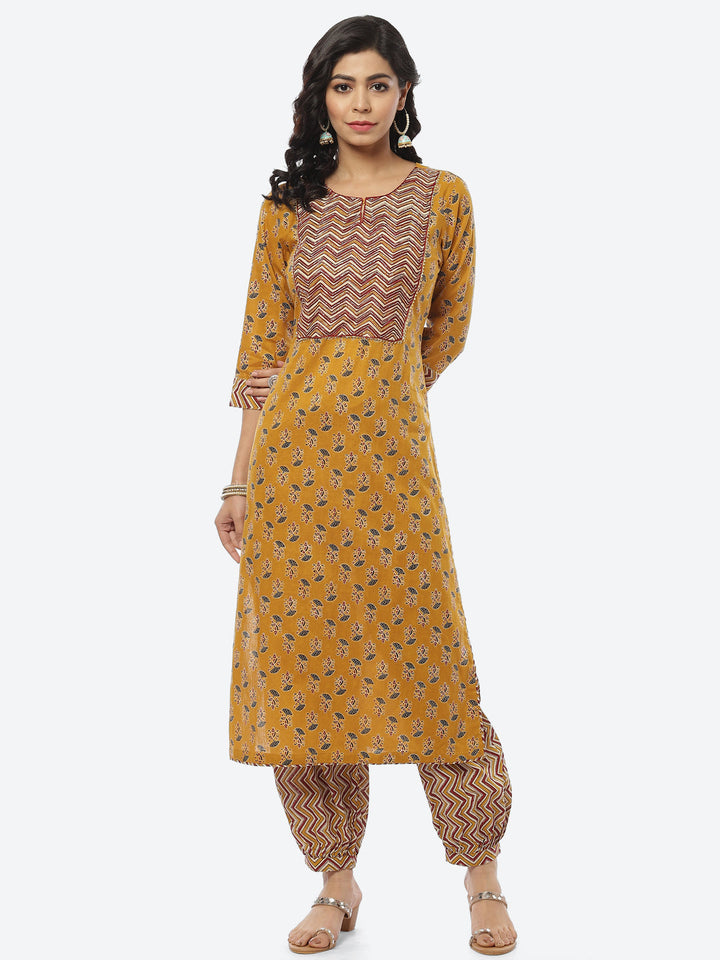 Printed Gota Work Cotton Kurti With Afghani Pant