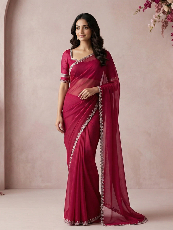 Embroidered Organza Saree