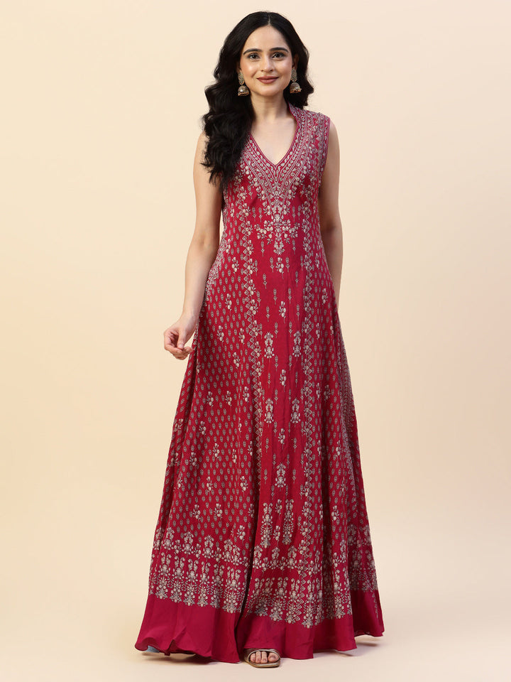 Digital Printed Crepe Gown