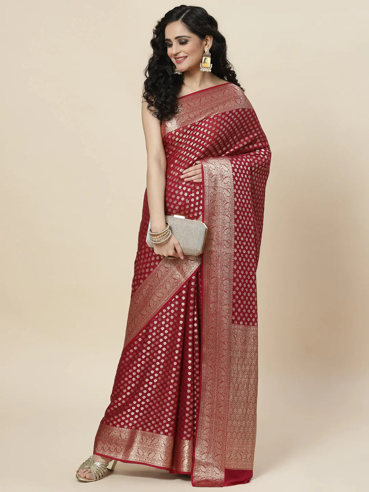 Zari Booti Georgette Plain saree