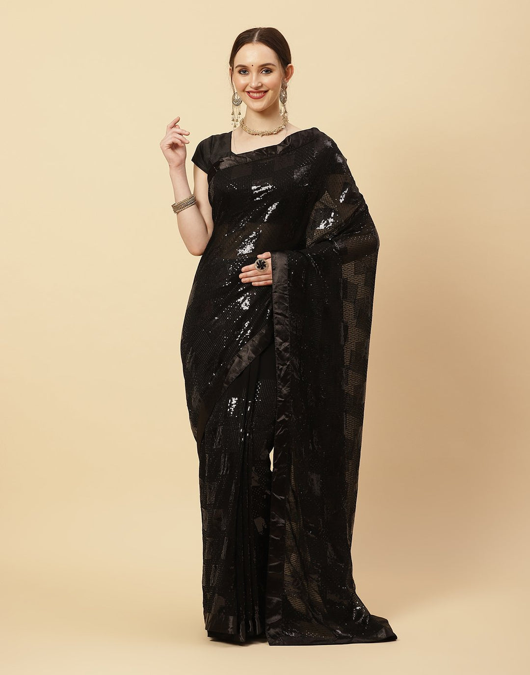 Sequence Embroidered Art Georgette Saree