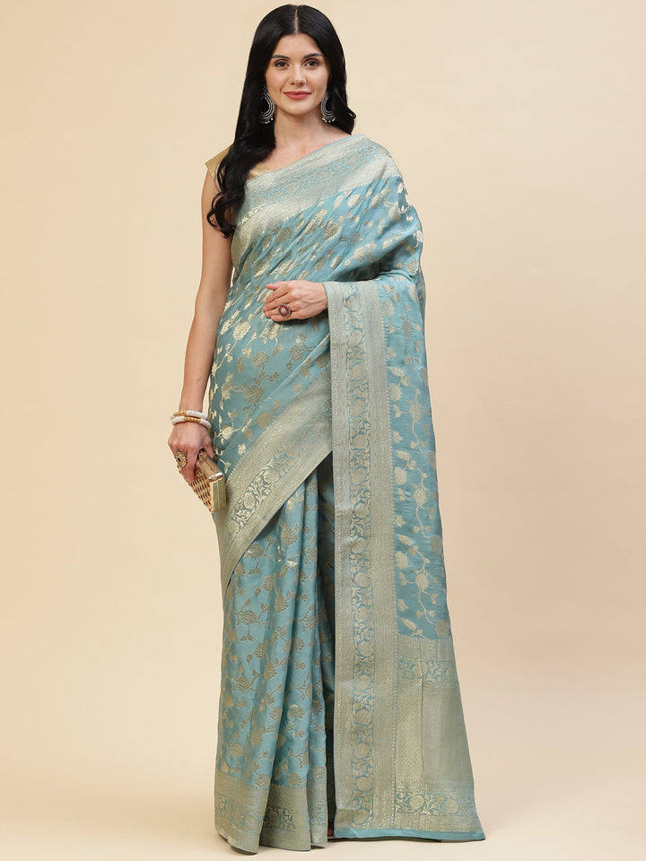 Zari Jaal Satin Woven Saree