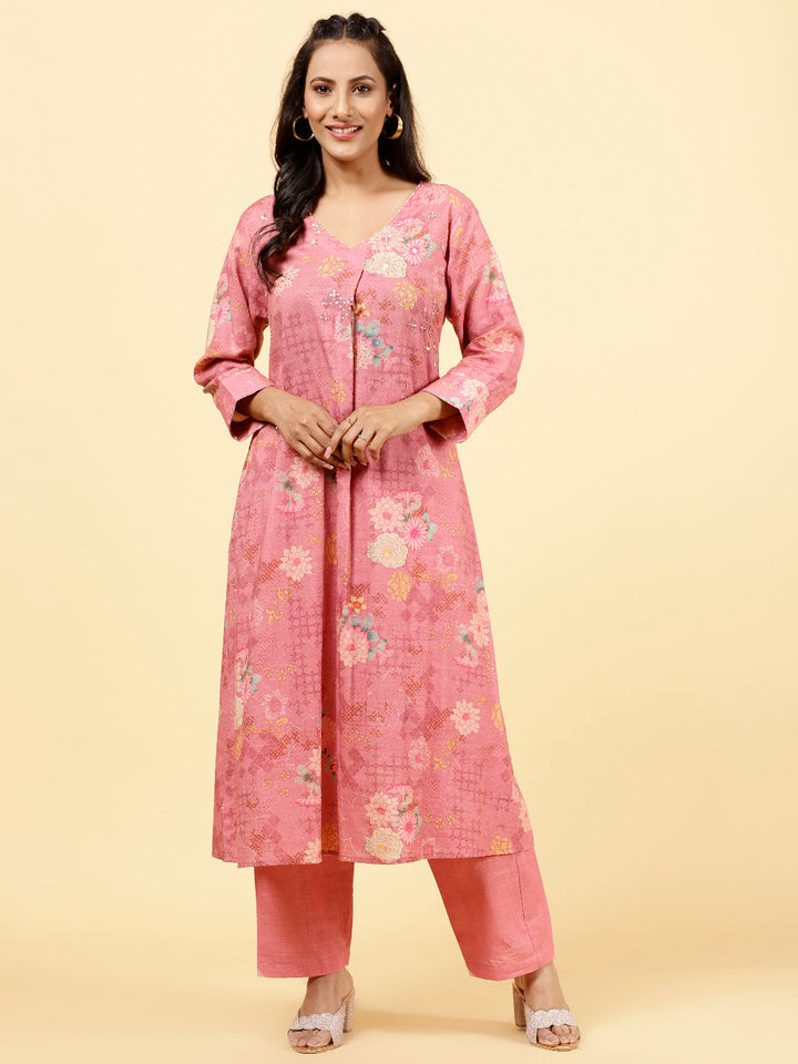 Printed Cotton Kurta With Pants