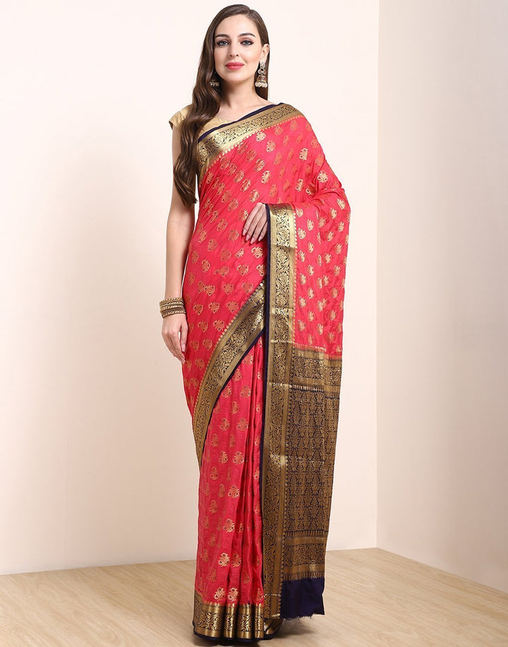 MBZ Meena Bazaar-Mustard Art Handloom Saree