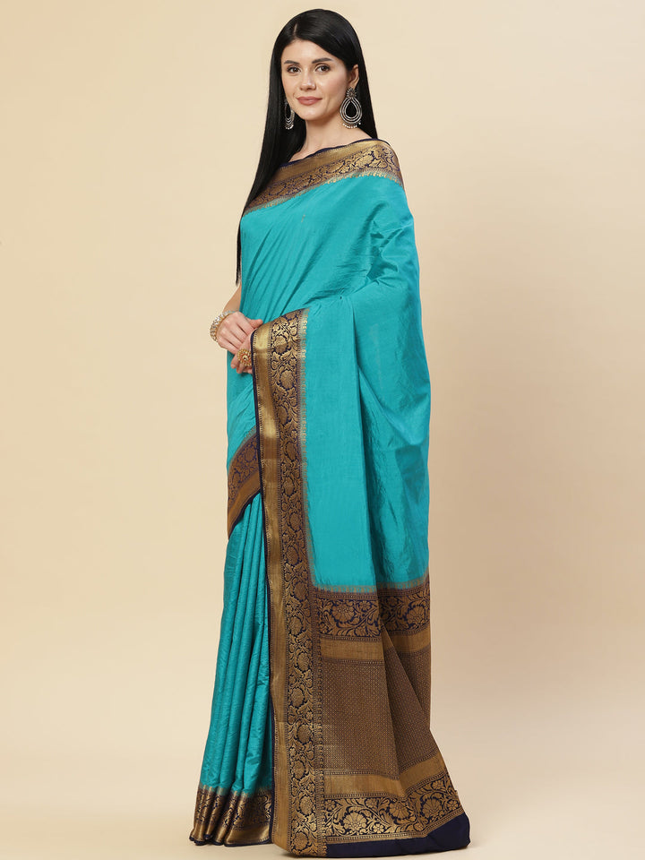 Plain Zari Border Handloom Woven Saree