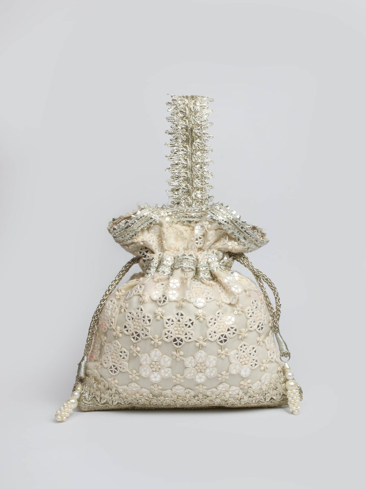 Golden Beige Sequin Potli Bag