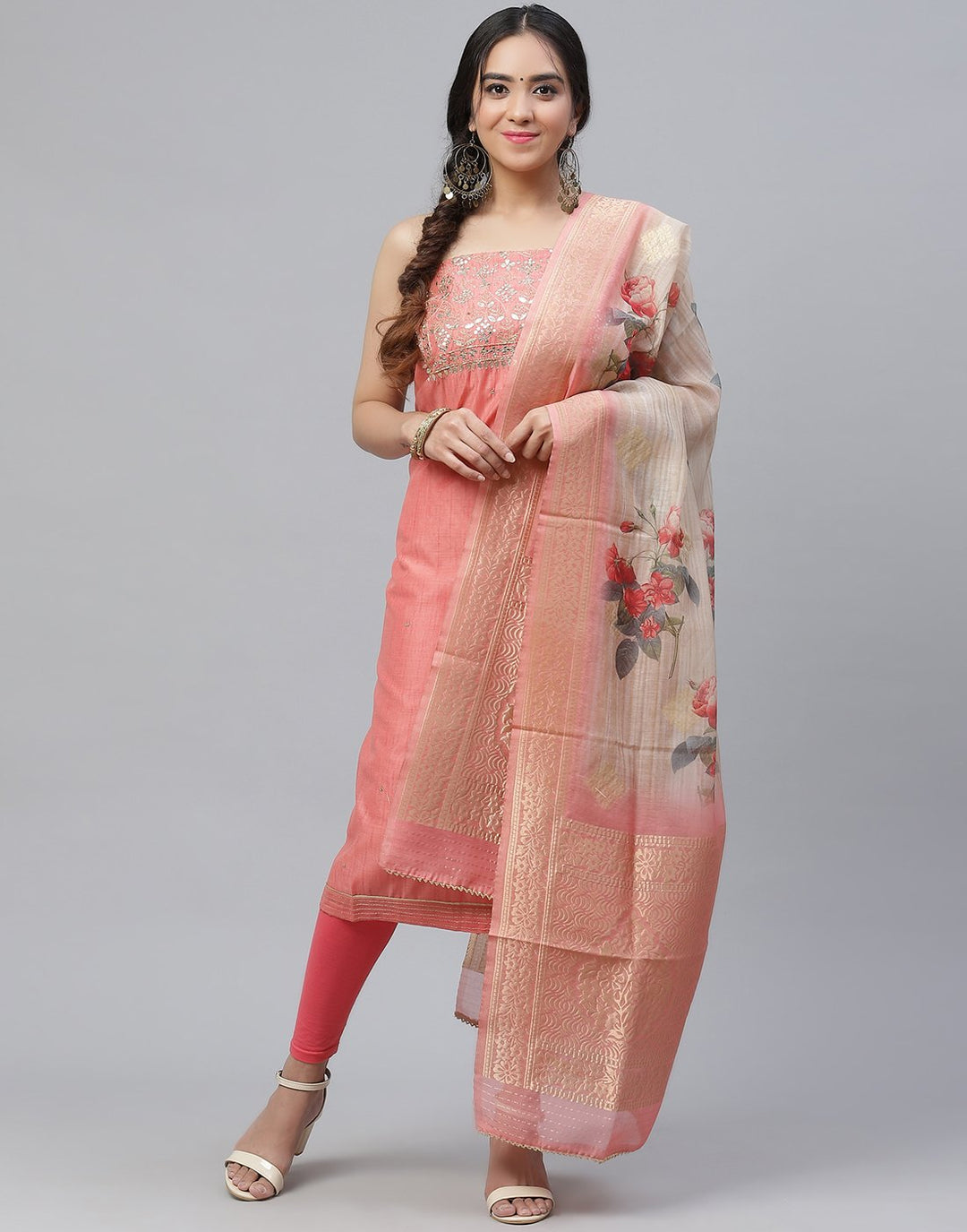 Chanderi Embroidered Suit Piece