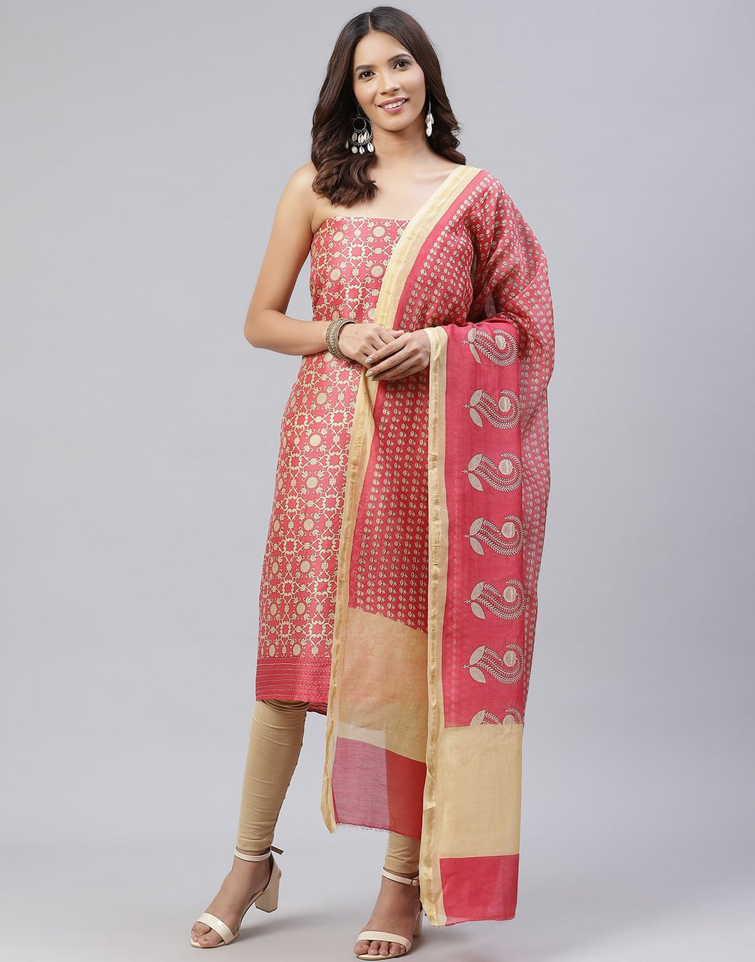 Printed Chanderi Suit Piece
