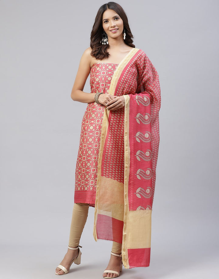 Printed Chanderi Suit Piece