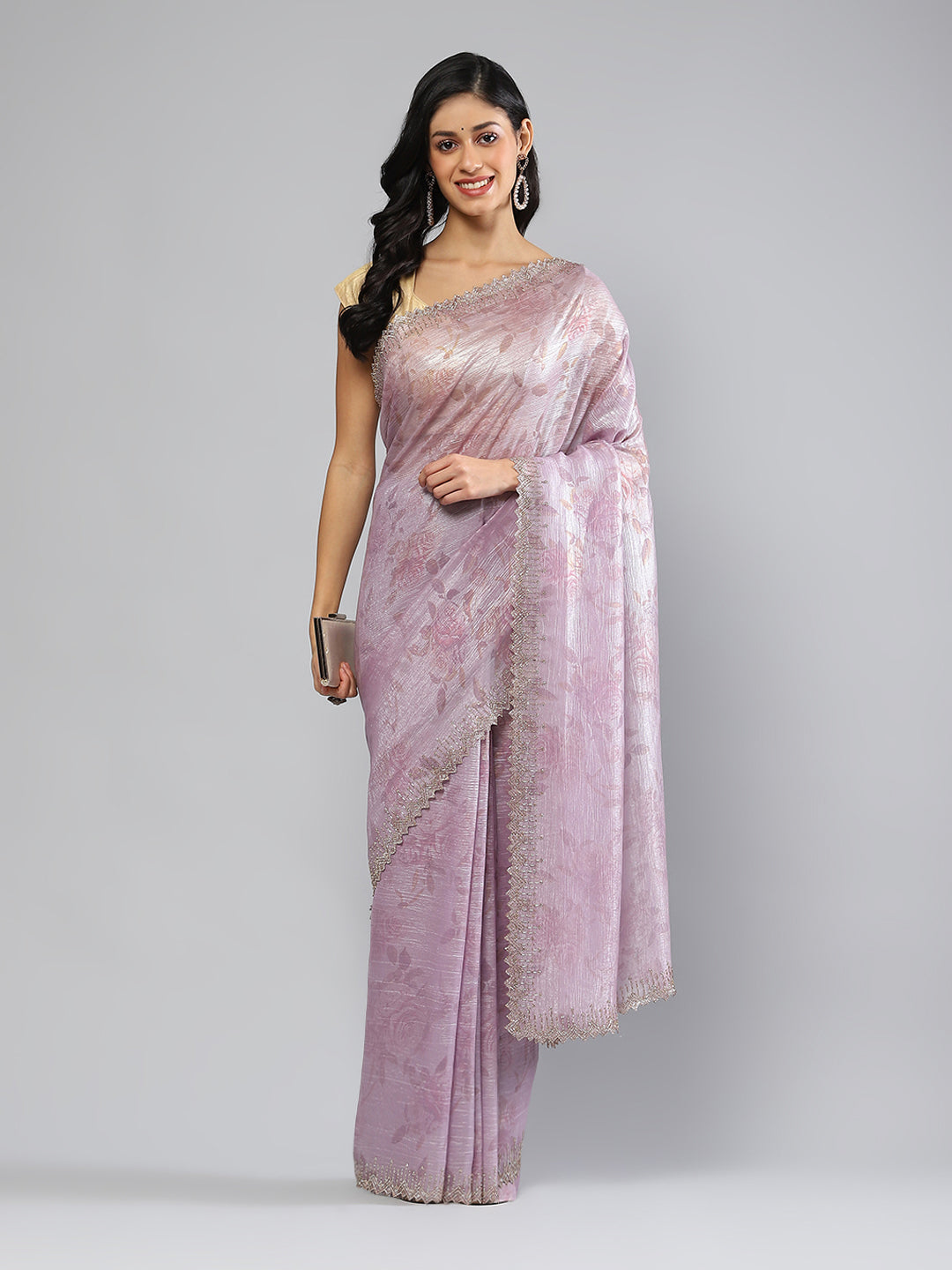 Swarovski Border Art-Chiffon Printed Saree