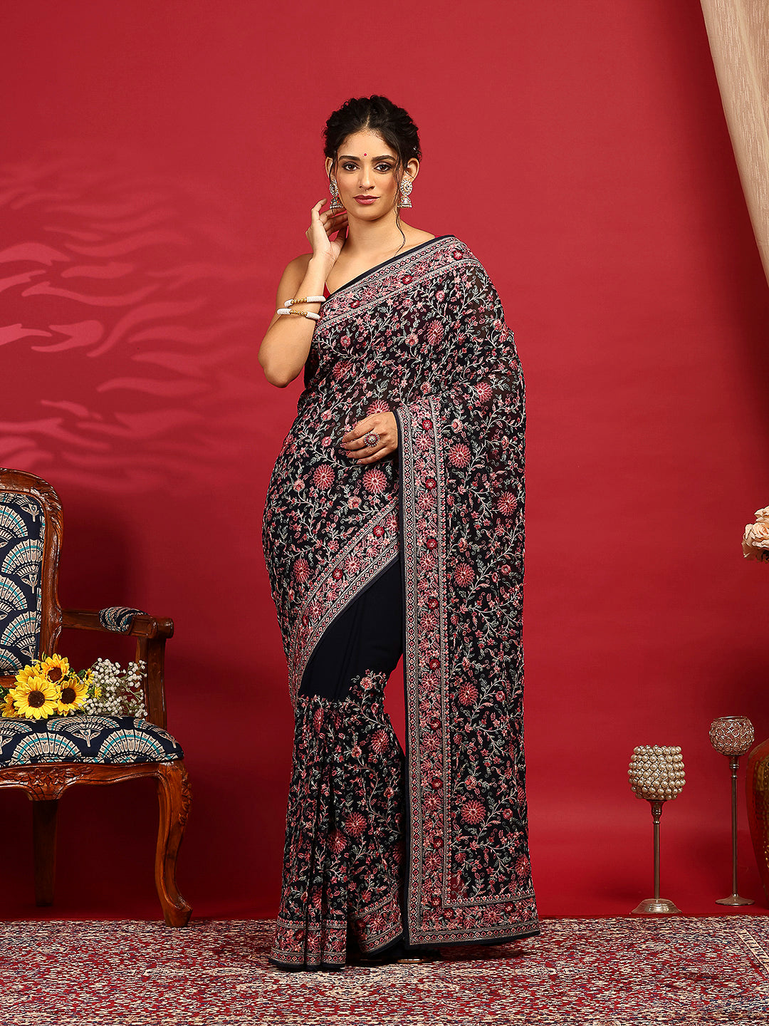 Embroidered Georgette Saree