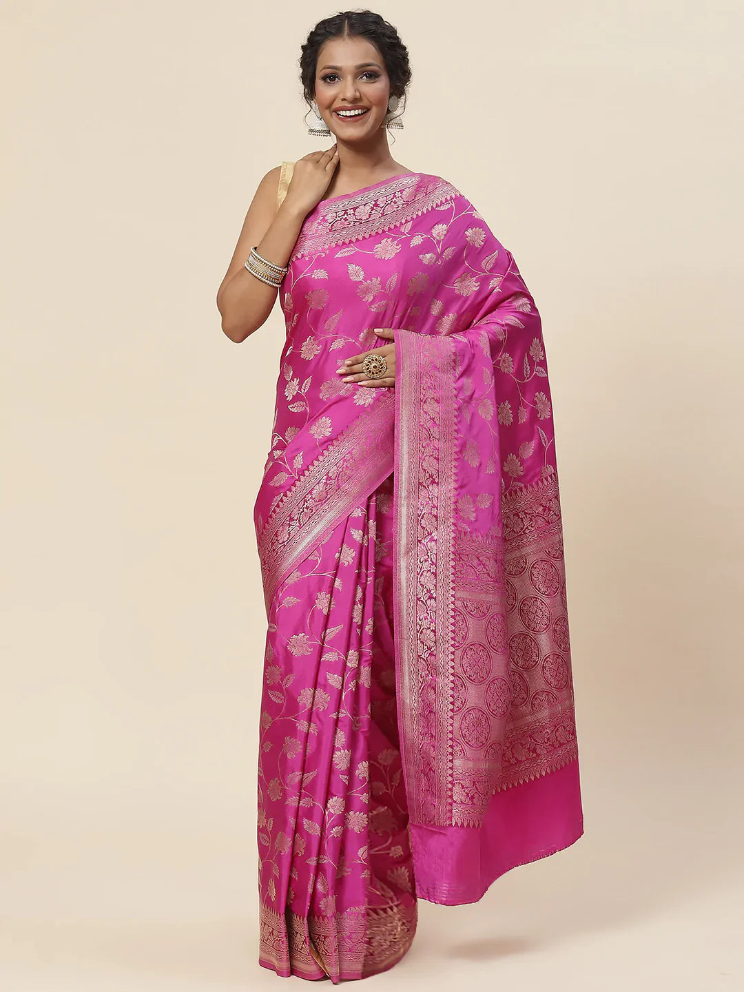 Floral Zari Jaal Handloom Woven Saree