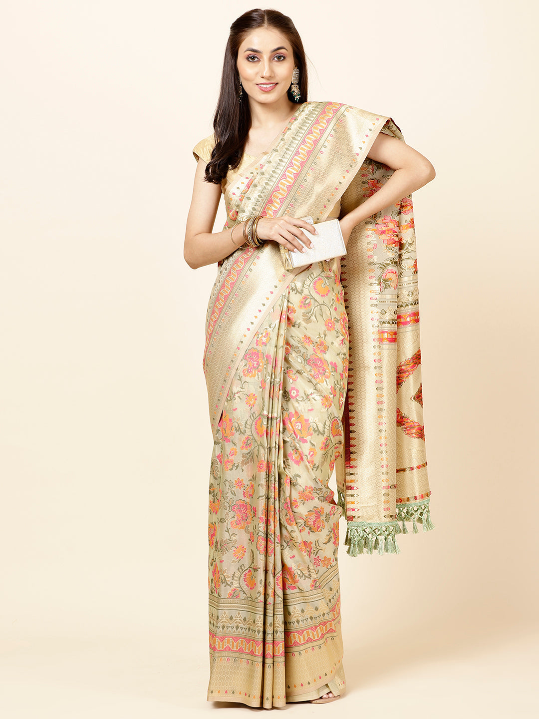 Resh Zari Border Woven Organza Saree