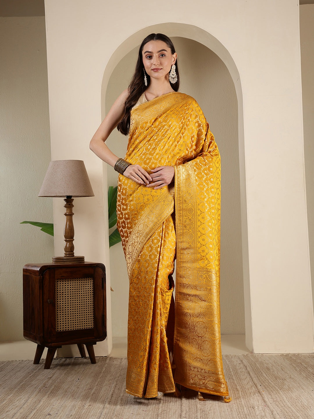 Woven Design Satin Saree