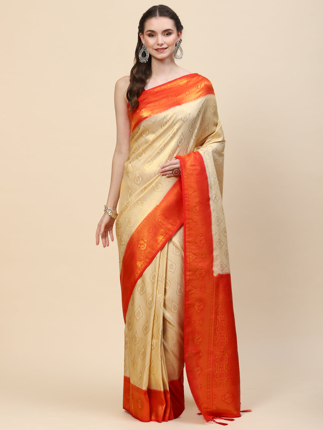 Brocade Zari Jaal Handloom Woven Saree