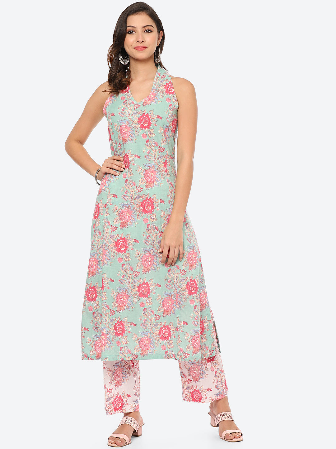 Floral Printed Cotton Kurta With Pant