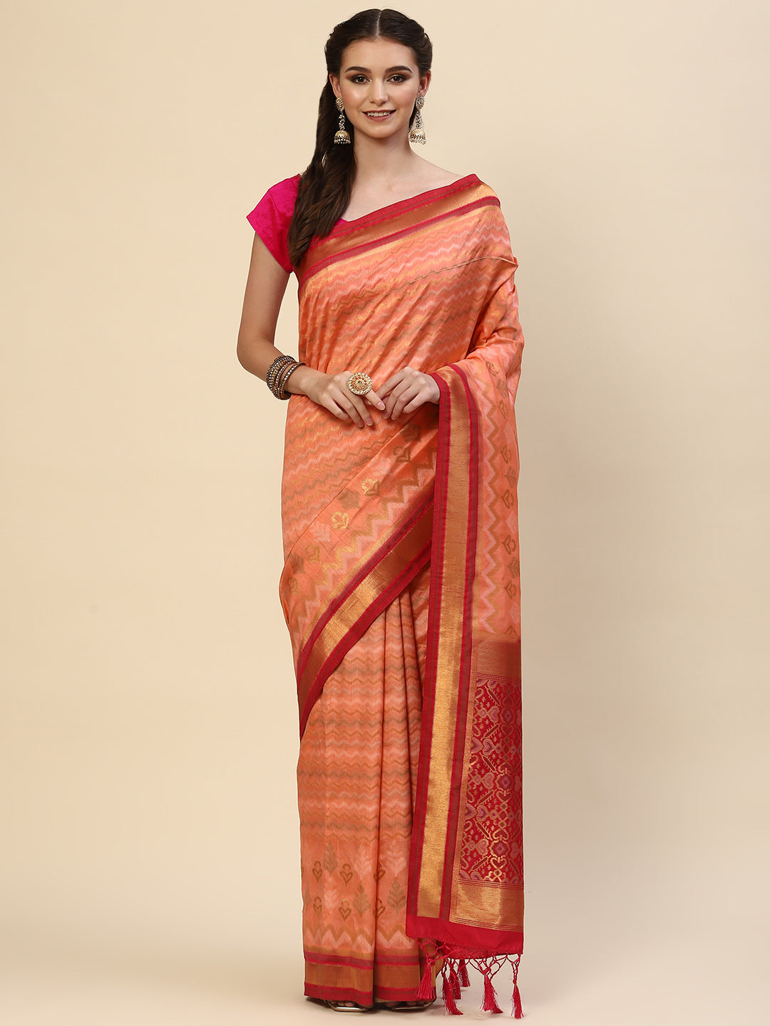 Zari Jaal Handloom Woven Saree