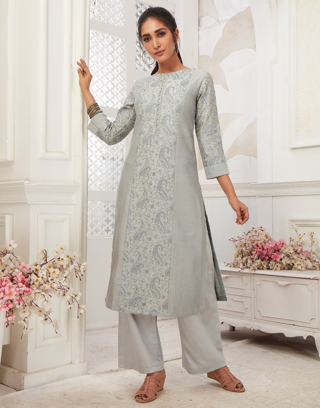 Cotton Chanderi Kurti with Palazzo