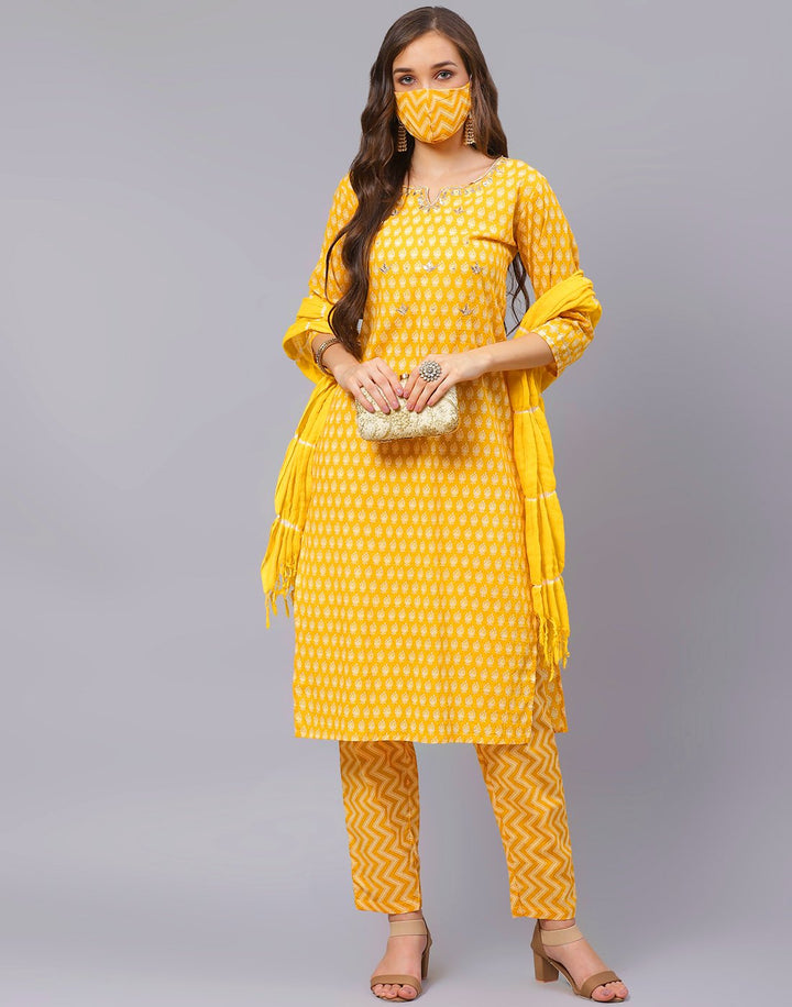 Straight Cotton Printed Salwar Kameez Stitched Suit