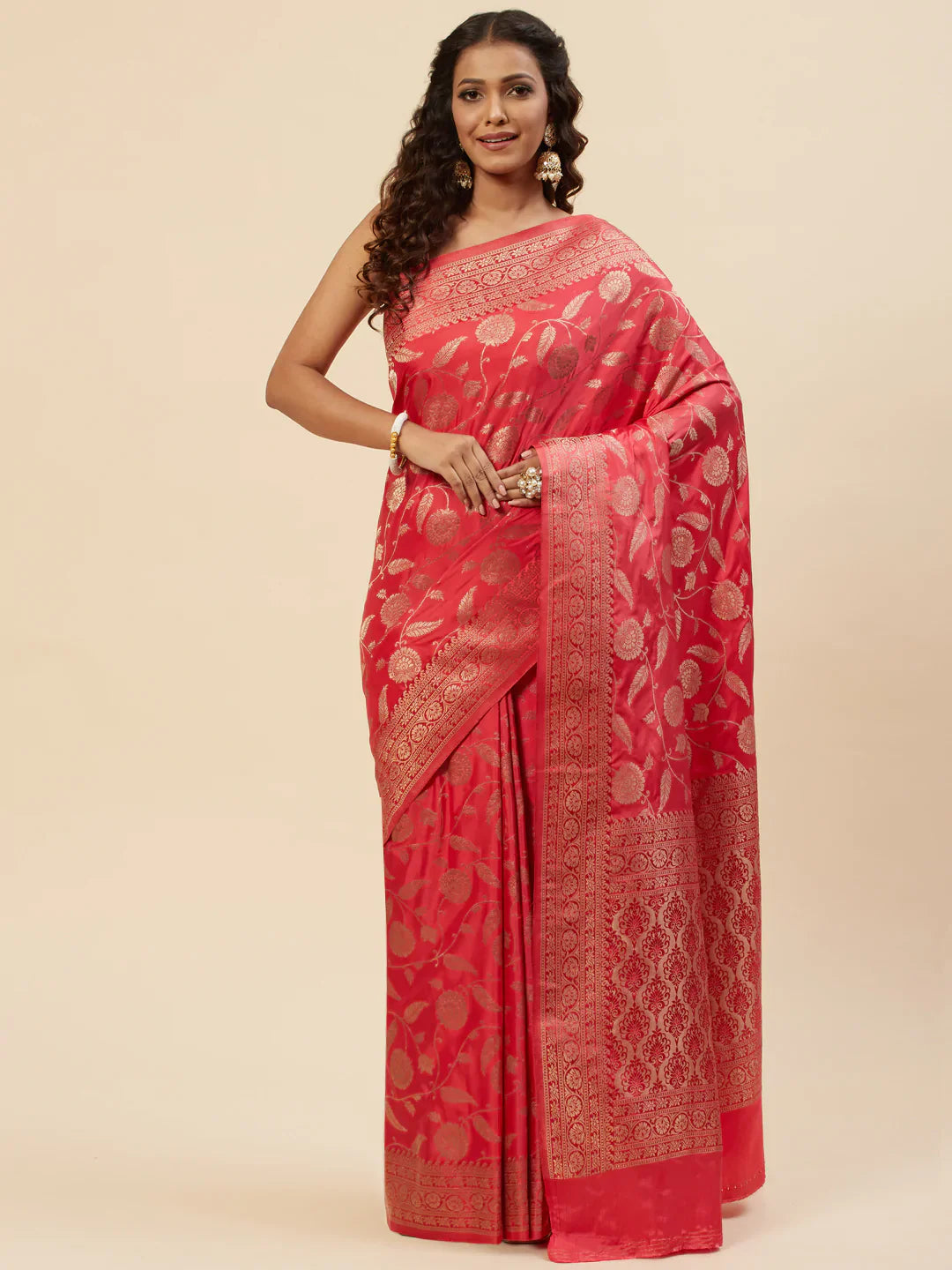 Floral Zari Jaal Handloom Woven Saree