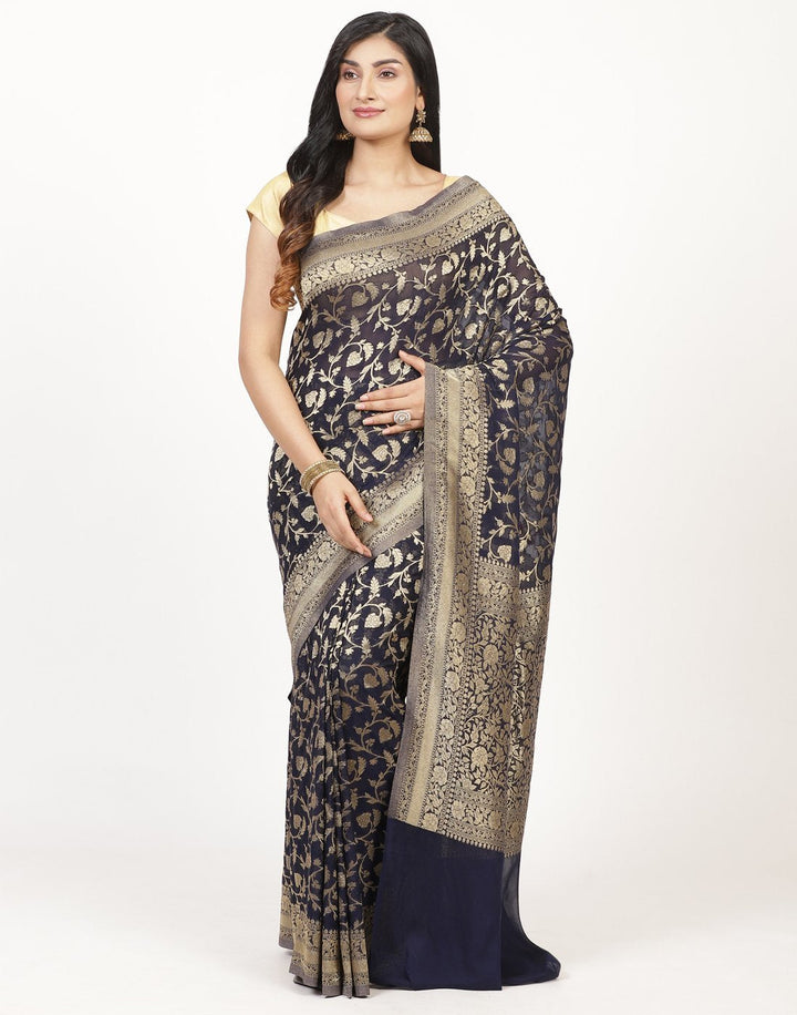MBZ Meena Bazaar-Zari Jaal Art Georgette Saree