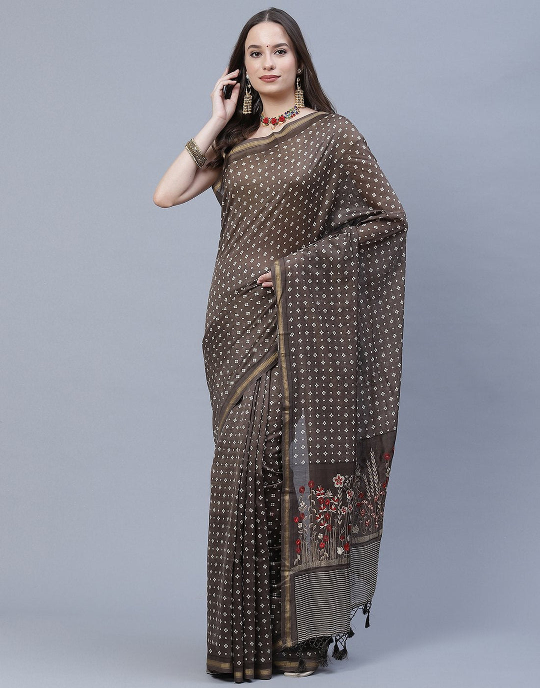 Printed Cotton Chanderi Saree