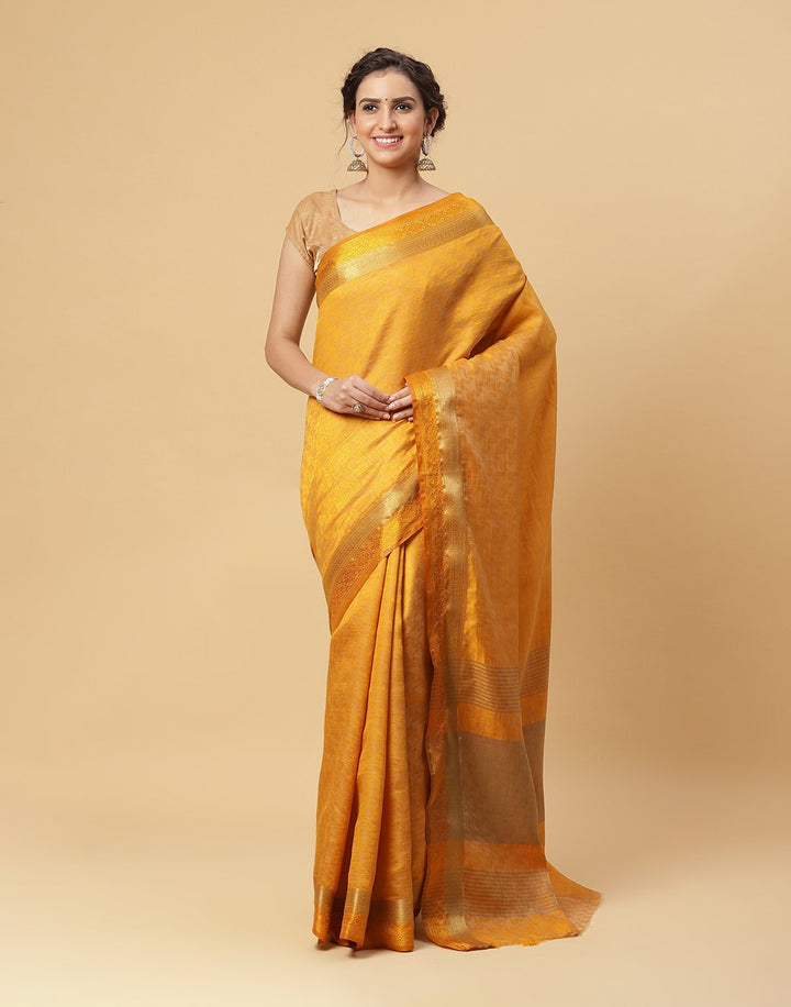 Woven Art Handloom Saree With Zari Border