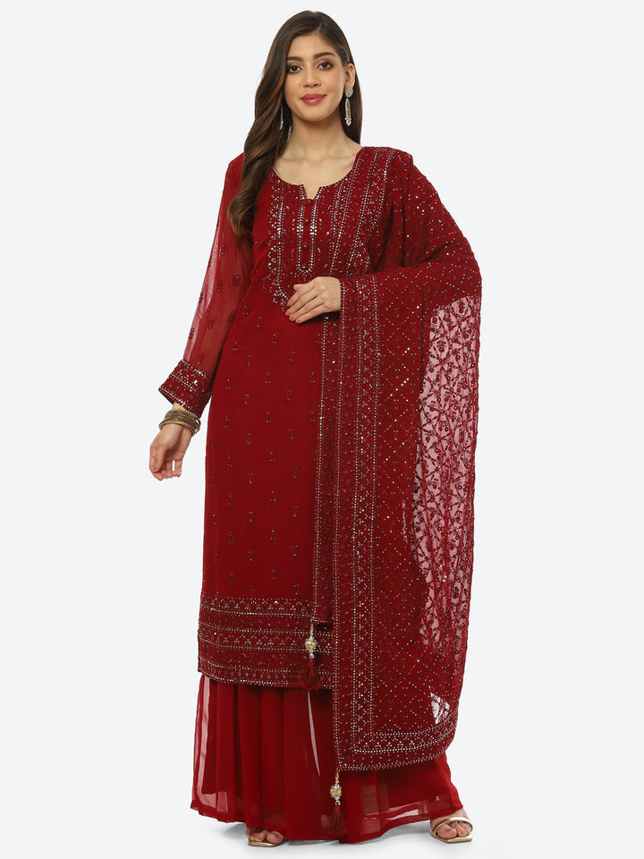 Resham Mirror Booti Georgette kurta With Palazzo &amp; Dupatta