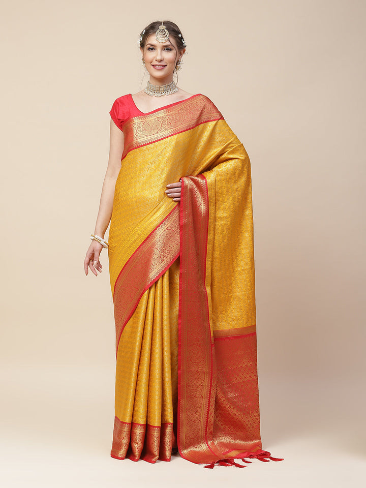 Zari Border Booti Art Handloom Woven Saree