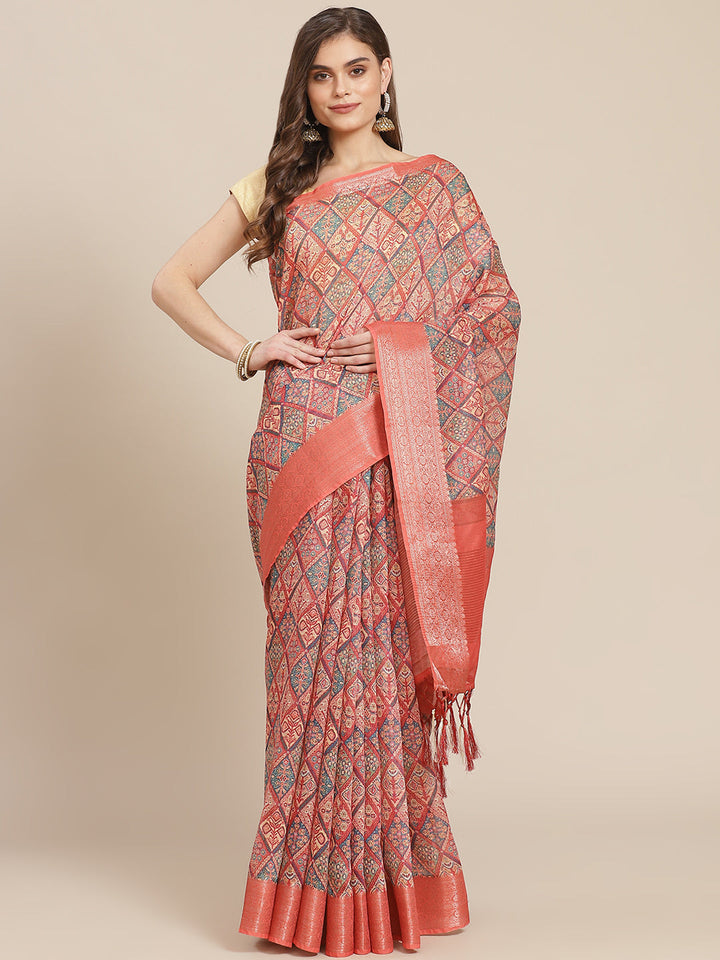 Printed Cotton Chanderi Saree