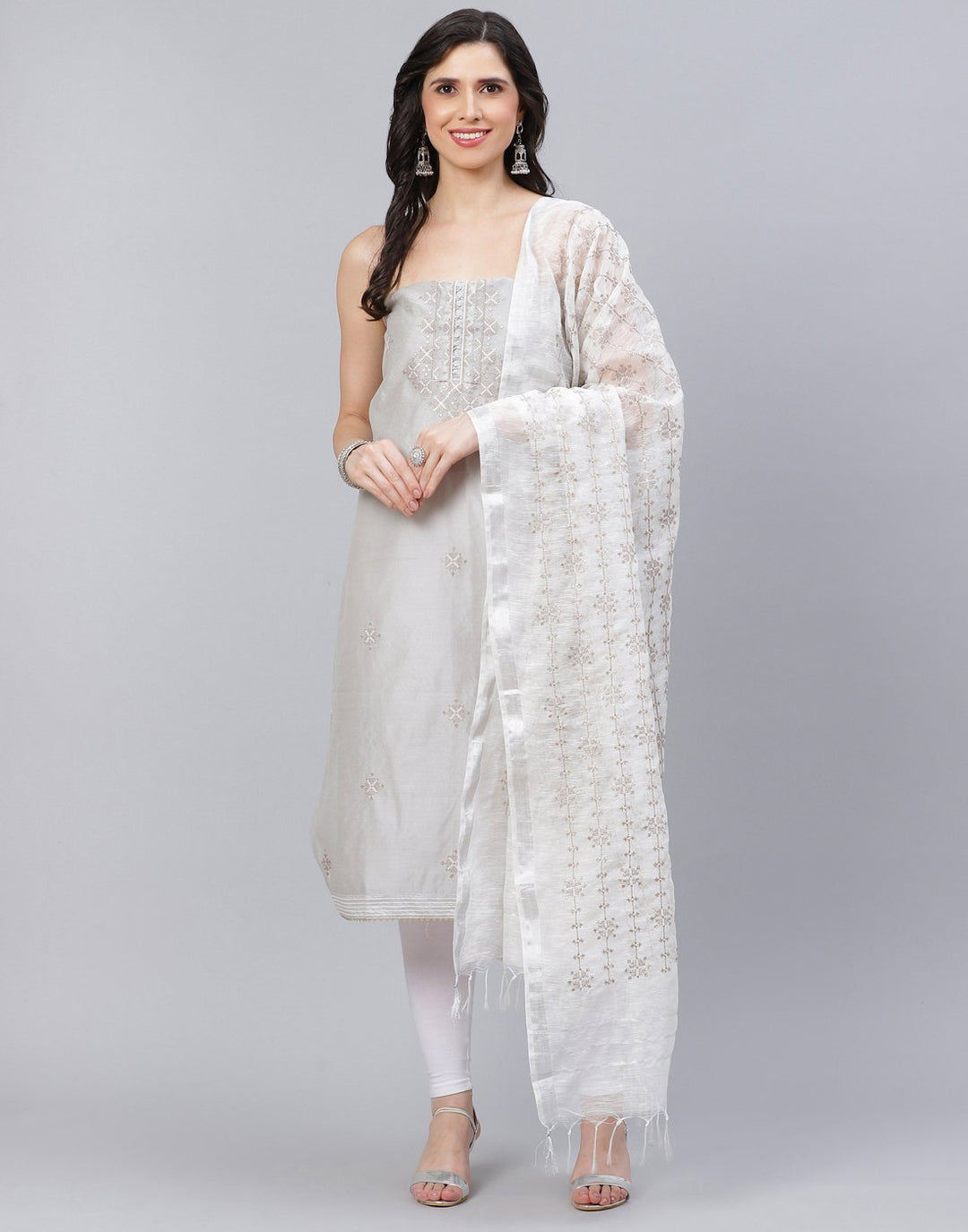 Chanderi Embroidered Suit Piece