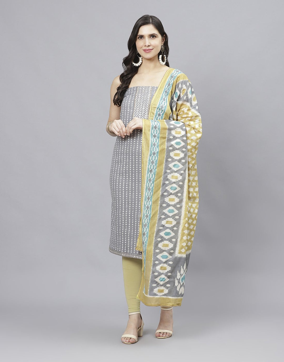 Printed Cotton Suit Piece With Dupatta