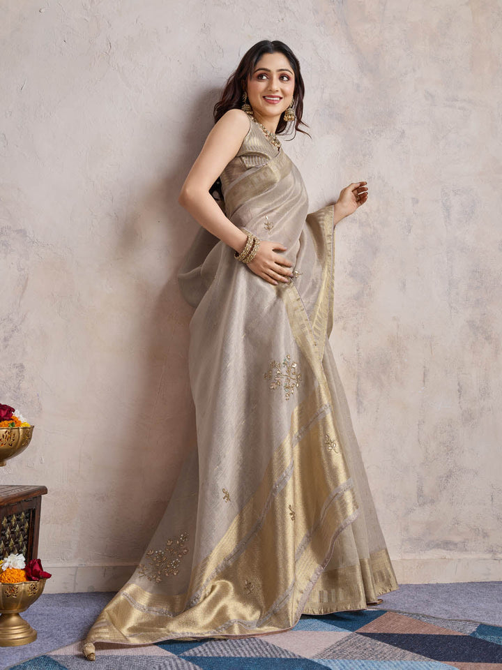 Woven Border Linen Saree
