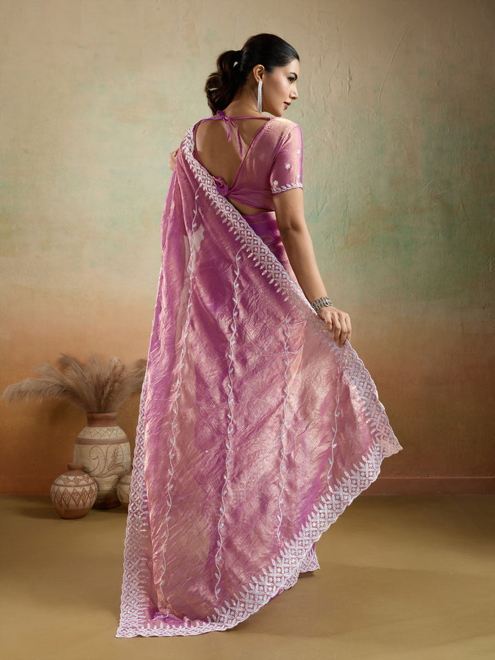 Embroidered Chiffon Velvet Saree