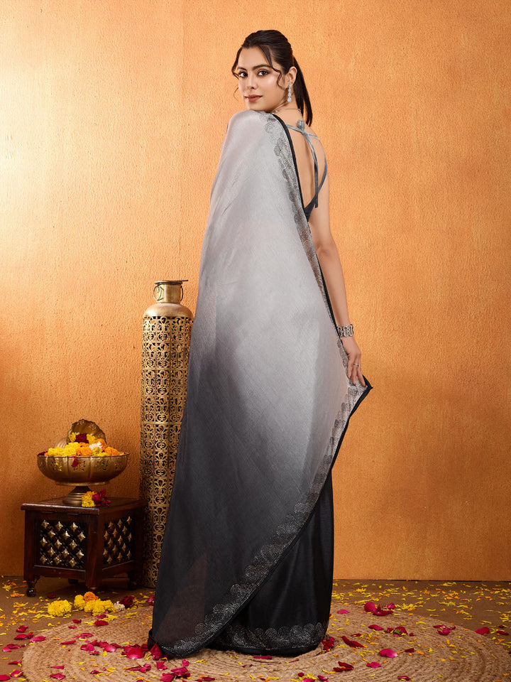 Embroidered Shaded Chinnon Saree