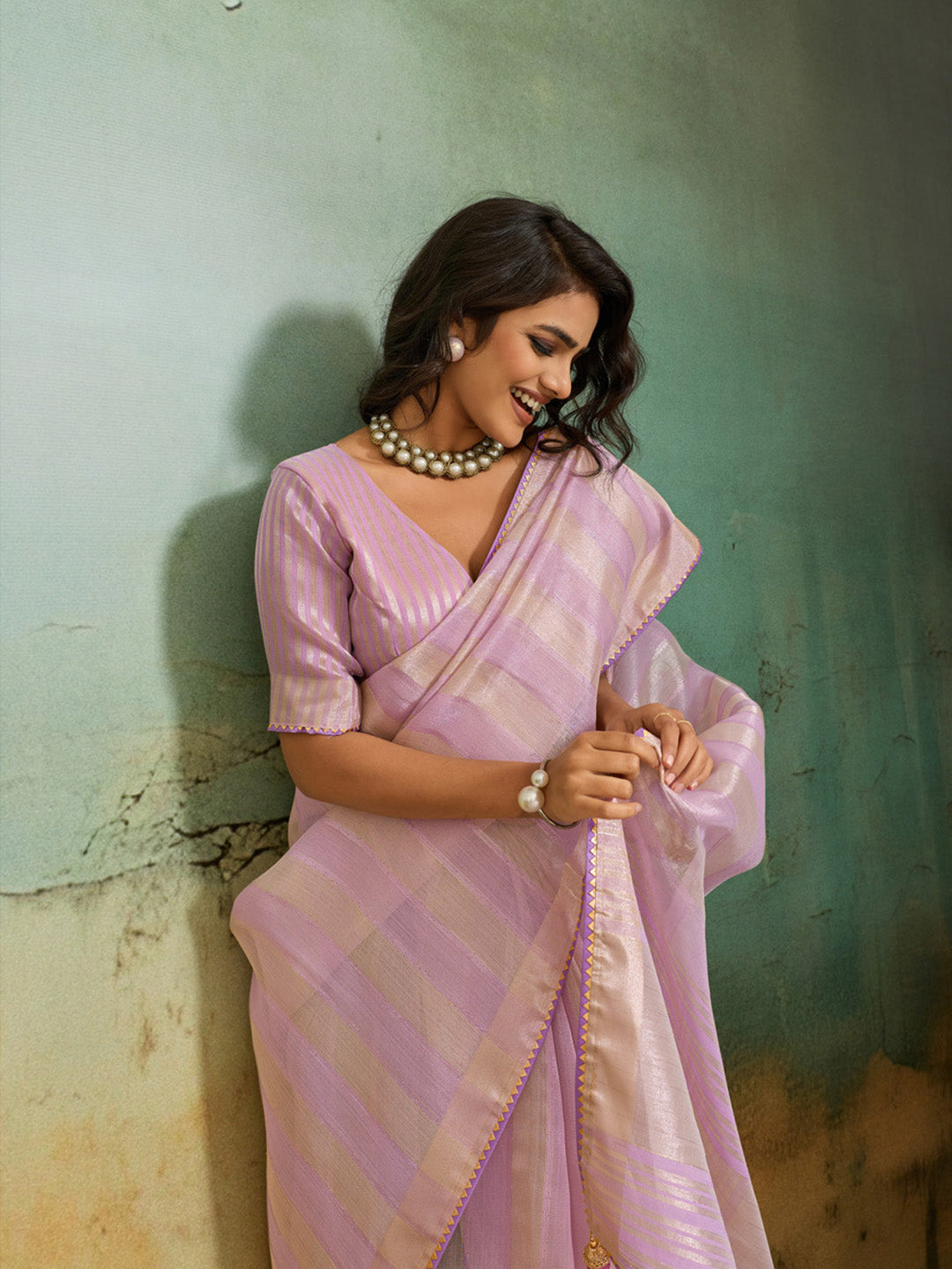 Woven Design Tissue Linen Saree