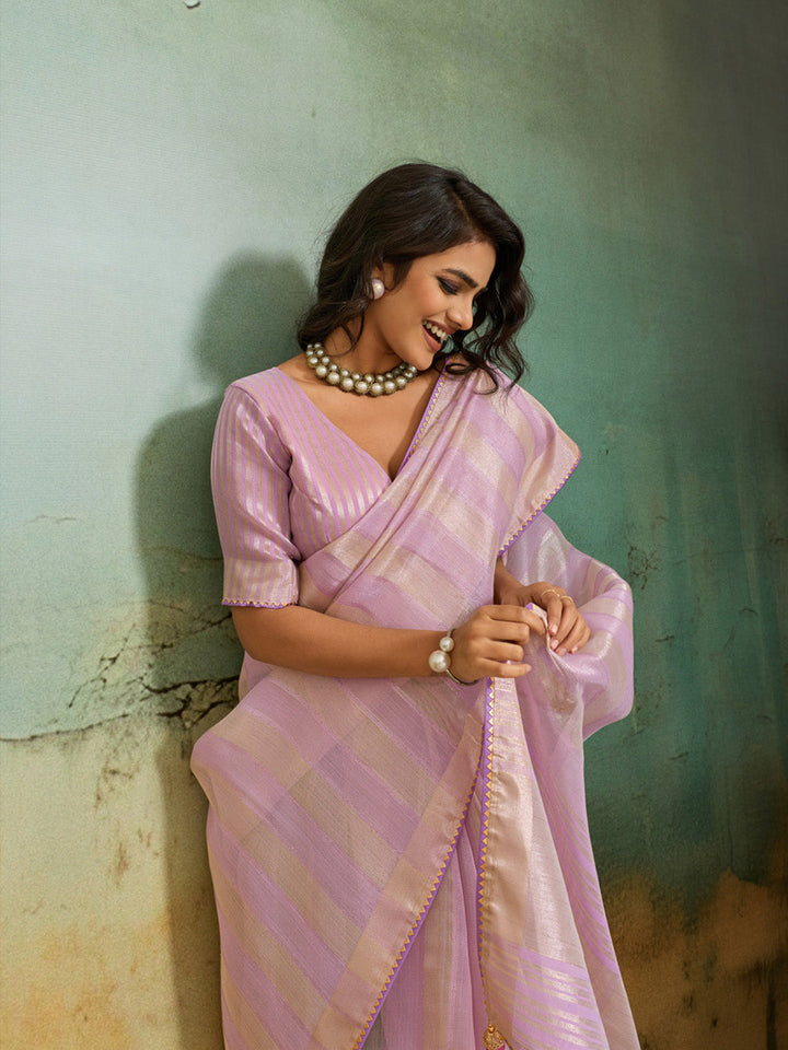 Woven Design Tissue Linen Saree