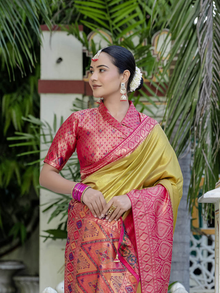 Plain Woven Border Kanjivaram Art Silk Saree