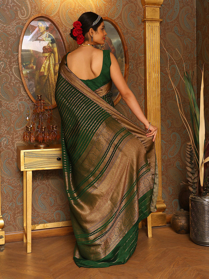 Antique Zari Woven Crepe Plain Saree