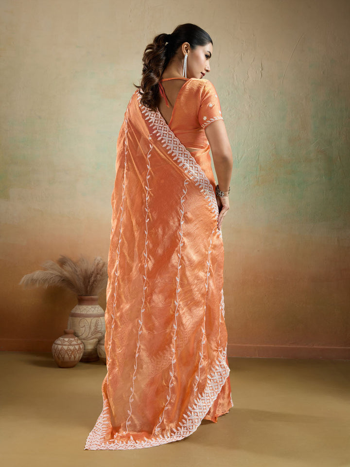 Embroidered Chiffon Velvet Saree